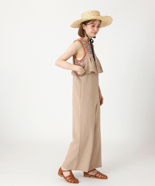 B.C STOCK（ベーセーストック）の「ラッフルサロペット（サロペット/オーバーオール・レディース・ベージュ/ブラウン/ブルー/グリーン・FREE）」の10枚目の写真