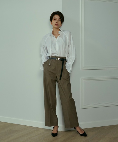 INED(イネド)の「CARREMANウール調セミワイドパンツ(その他パンツ・レディース・チャコールグレー/ネイビー/グレー/キャメル・9号/7号/5号/11号)」の4枚目の写真