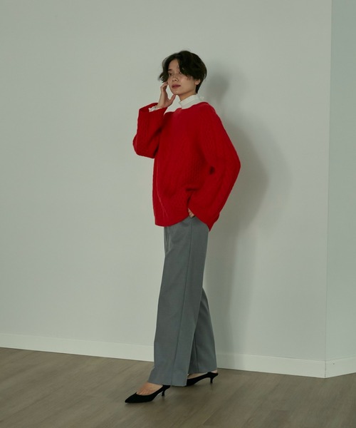 INED(イネド)の「CARREMANウール調セミワイドパンツ(その他パンツ・レディース・チャコールグレー/ネイビー/グレー/キャメル・9号/7号/5号/11号)」の19枚目の写真