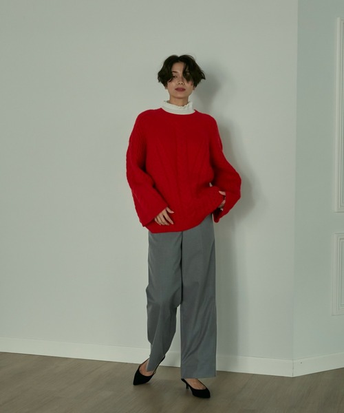 INED(イネド)の「CARREMANウール調セミワイドパンツ(その他パンツ・レディース・チャコールグレー/ネイビー/グレー/キャメル・9号/7号/5号/11号)」の20枚目の写真