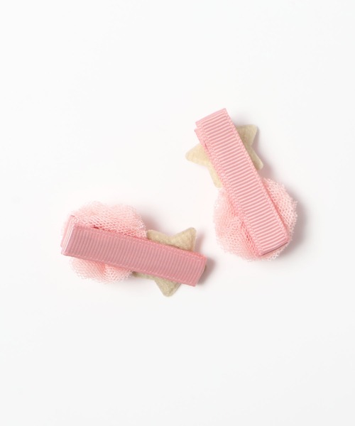 KP DECO（ケーピーデコ）の「星＆チュールポンポンのヘアクリップ2個セット（バレッタ/ヘアクリップ・キッズ・ピンク/シルバー・FREE）」の4枚目の写真