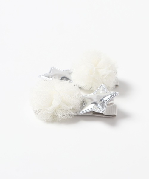 KP DECO（ケーピーデコ）の「星＆チュールポンポンのヘアクリップ2個セット（バレッタ/ヘアクリップ・キッズ・ピンク/シルバー・FREE）」の3枚目の写真