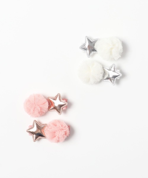 KP DECO（ケーピーデコ）の「星＆チュールポンポンのヘアクリップ2個セット（バレッタ/ヘアクリップ・キッズ・ピンク/シルバー・FREE）」の5枚目の写真