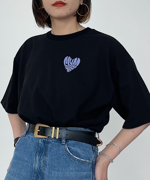 PAGEBOY(ページボーイ)の「ハートプチロゴTシャツ(Tシャツ/カットソー・レディース・ブラック/オフホワイト/モーブ系・FREE)」の3枚目の写真