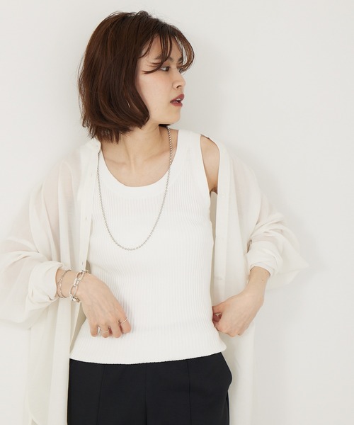 Rouge vif(ルージュヴィフ)の「リブニットタンクトップ(タンクトップ・レディース・ブラウン/ブラック/オフホワイト・フリー)」の2枚目の写真