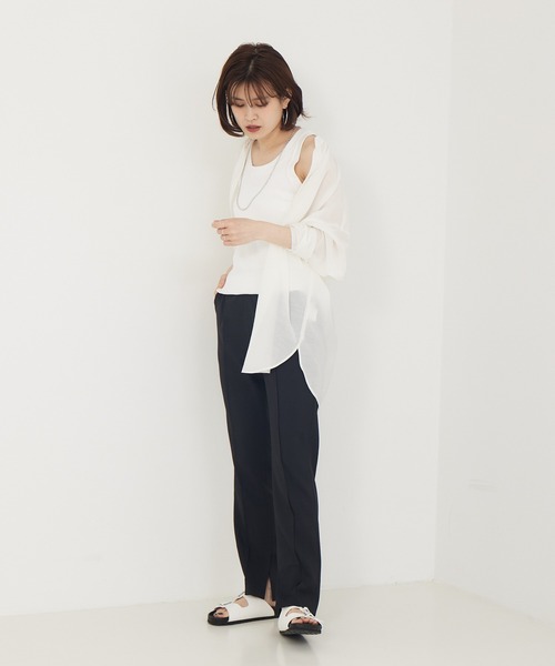 Rouge vif(ルージュヴィフ)の「リブニットタンクトップ(タンクトップ・レディース・ブラウン/ブラック/オフホワイト・フリー)」の6枚目の写真