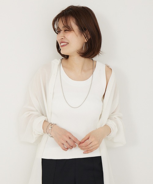 Rouge vif(ルージュヴィフ)の「リブニットタンクトップ(タンクトップ・レディース・ブラウン/ブラック/オフホワイト・フリー)」の7枚目の写真