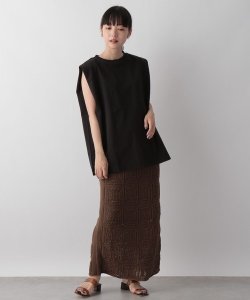 LOWRYS FARM(ローリーズファーム)の「ショルダースクエアノースリーブ 344671(Tシャツ/カットソー・レディース・チャコールグレー/ブラック/オフホワイト・FREE)」の17枚目の写真
