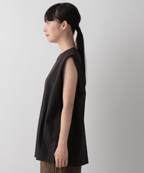 LOWRYS FARM(ローリーズファーム)の「ショルダースクエアノースリーブ 344671(Tシャツ/カットソー・レディース・チャコールグレー/ブラック/オフホワイト・FREE)」の10枚目の写真