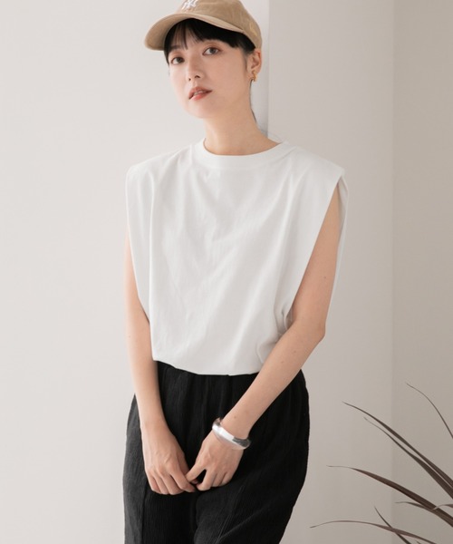 LOWRYS FARM(ローリーズファーム)の「ショルダースクエアノースリーブ 344671(Tシャツ/カットソー・レディース・チャコールグレー/ブラック/オフホワイト・FREE)」の20枚目の写真