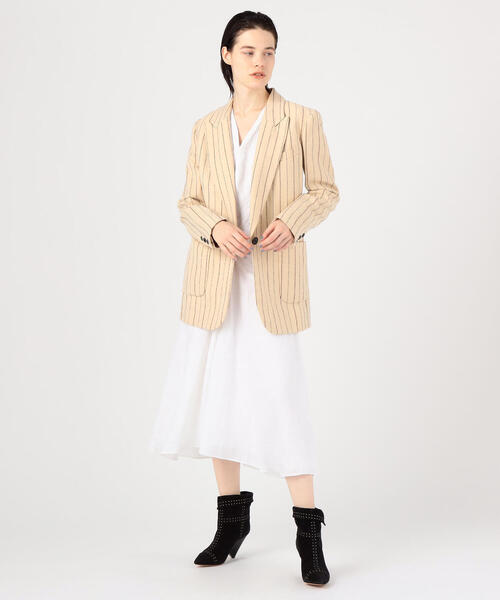 ISABEL MARANT(イザベルマラン)の「ISABEL MARANT KAREN リネンウール ストライプテーラードジャケット(テーラードジャケット・レディース・ホワイト系その他・34)」の2枚目の写真