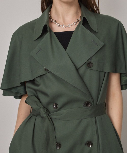 PUBLIC TOKYO(パブリックトウキョウ)の「ケープトレンチ・ジレ・ワンピース/ウォッシャブル(ワンピース・レディース・ブラウン/グリーン・FREE)」の18枚目の写真