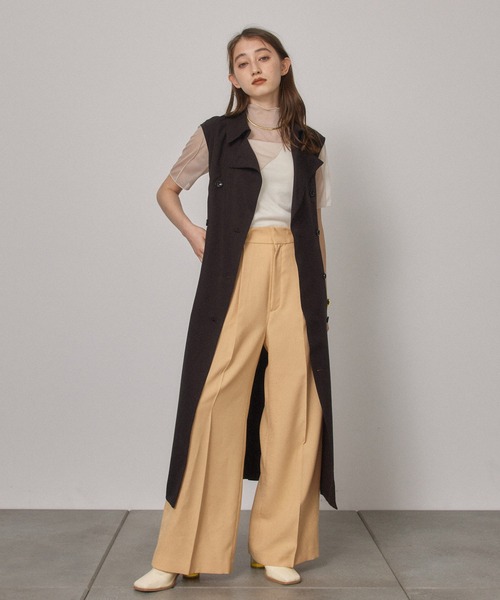 PUBLIC TOKYO(パブリックトウキョウ)の「ケープトレンチ・ジレ・ワンピース/ウォッシャブル(ワンピース・レディース・ブラウン/グリーン・FREE)」の3枚目の写真