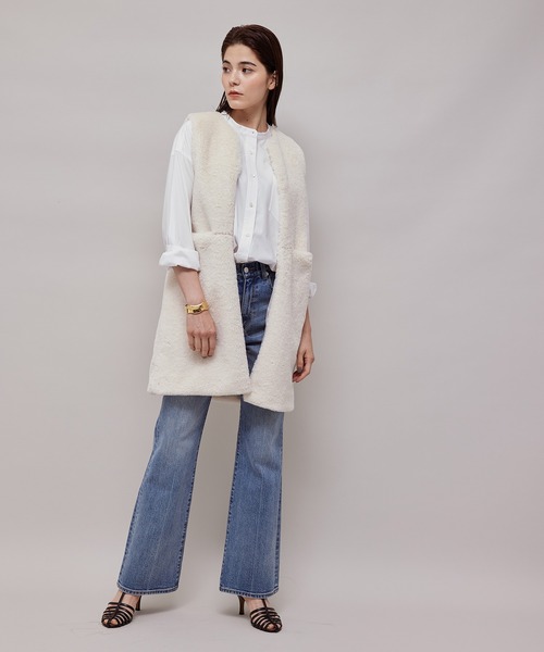 ROPE'(ロペ)の「【WEB限定】洗える/バンドカラーオーバーサイズシャツ(シャツ/ブラウス・レディース・ホワイト/ダークブラウン/ブルー系その他4・38)」の4枚目の写真