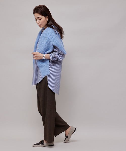 ROPE'(ロペ)の「【WEB限定】洗える/バンドカラーオーバーサイズシャツ(シャツ/ブラウス・レディース・ホワイト/ダークブラウン/ブルー系その他4・38)」の7枚目の写真