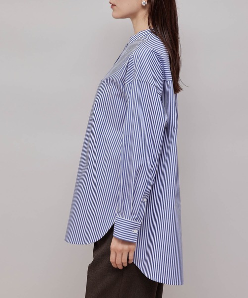 ROPE'(ロペ)の「【WEB限定】洗える/バンドカラーオーバーサイズシャツ(シャツ/ブラウス・レディース・ホワイト/ダークブラウン/ブルー系その他4・38)」の15枚目の写真