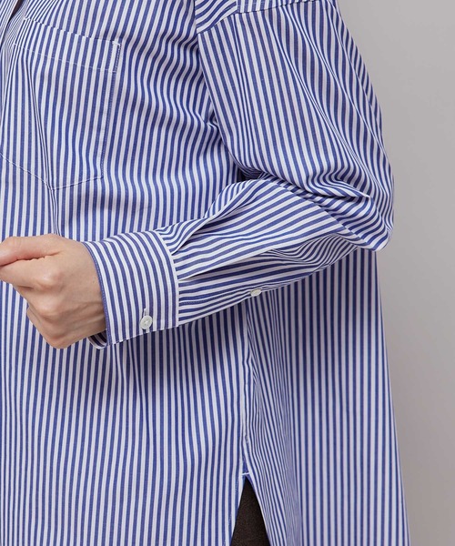 ROPE'(ロペ)の「【WEB限定】洗える/バンドカラーオーバーサイズシャツ(シャツ/ブラウス・レディース・ホワイト/ダークブラウン/ブルー系その他4・38)」の13枚目の写真