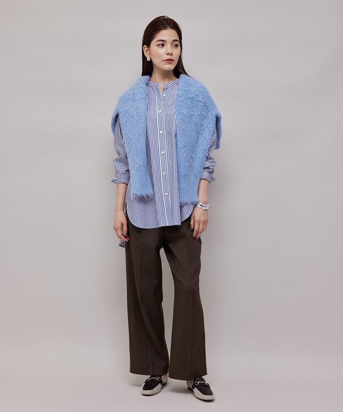 ROPE'(ロペ)の「【WEB限定】洗える/バンドカラーオーバーサイズシャツ(シャツ/ブラウス・レディース・ホワイト/ダークブラウン/ブルー系その他4・38)」の11枚目の写真