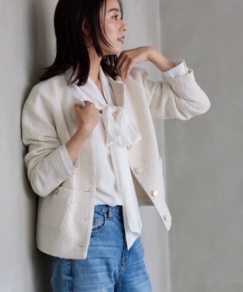 ツイードノーカラージャケット