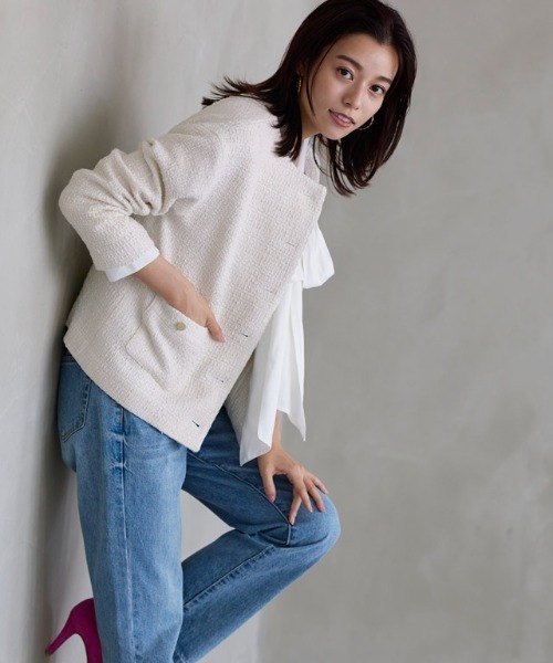 ツイードノーカラージャケット