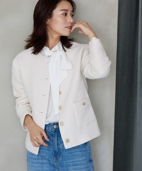 ツイードノーカラージャケット