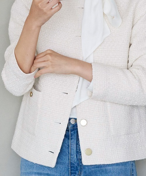 ツイードノーカラージャケット