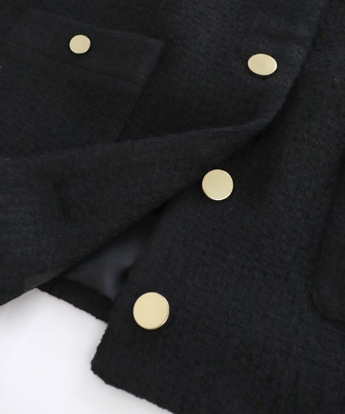 Pierrot(ピエロ)の「ツイードノーカラージャケット(ノーカラージャケット・レディース・オフホワイト/ブラック/イエロー・M/L)」の9枚目の写真