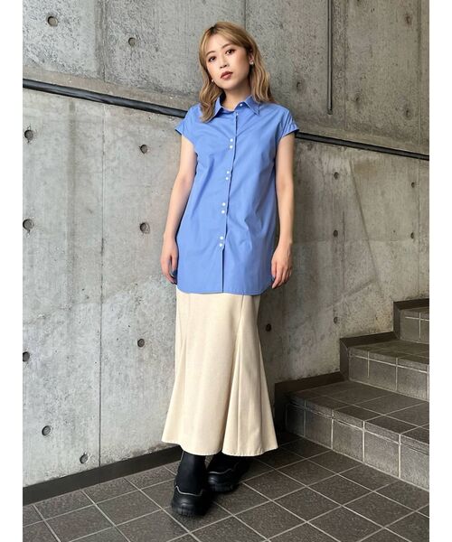 MURUA（ムルーア）の「マルチウェイスリーブシャツ【3WAY着用可能】（シャツ/ブラウス・レディース・その他1/ブルー/ホワイト・FREE）」の13枚目の写真