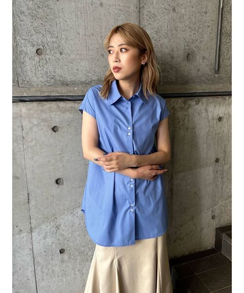 MURUA（ムルーア）の「マルチウェイスリーブシャツ【3WAY着用可能】（シャツ/ブラウス・レディース・その他1/ブルー/ホワイト・FREE）」の15枚目の写真