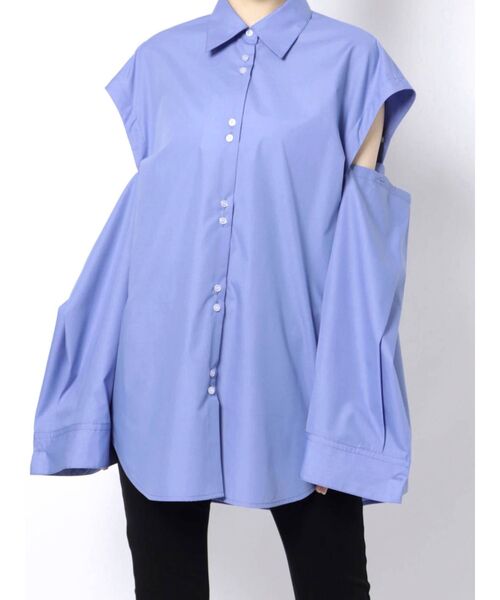 MURUA（ムルーア）の「マルチウェイスリーブシャツ【3WAY着用可能】（シャツ/ブラウス・レディース・その他1/ブルー/ホワイト・FREE）」の22枚目の写真