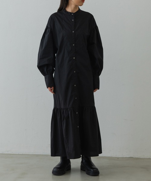 Shelly island（シェリーアイランド）の「ティアードロングシャツワンピース（シャツワンピース・レディース・ブラック/ブラウン・FREE）」の13枚目の写真