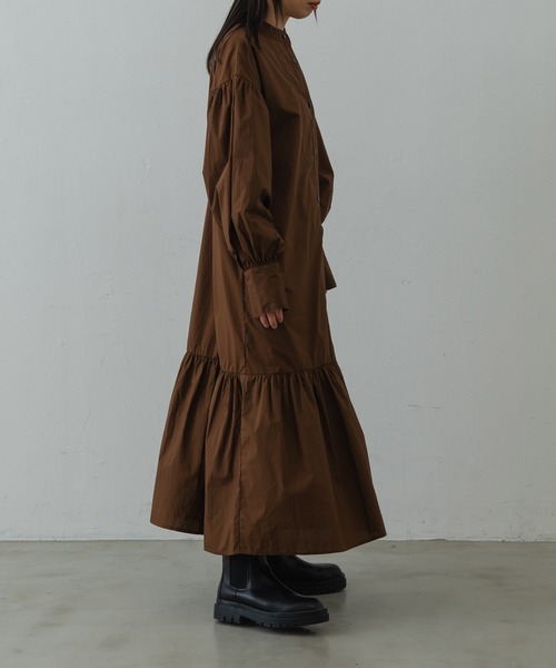 Shelly island（シェリーアイランド）の「ティアードロングシャツワンピース（シャツワンピース・レディース・ブラック/ブラウン・FREE）」の7枚目の写真