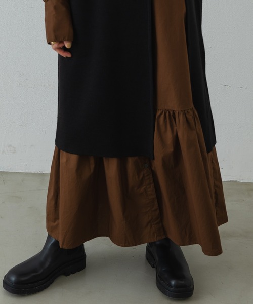 Shelly island（シェリーアイランド）の「ティアードロングシャツワンピース（シャツワンピース・レディース・ブラック/ブラウン・FREE）」の12枚目の写真