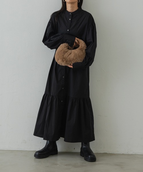 Shelly island（シェリーアイランド）の「ティアードロングシャツワンピース（シャツワンピース・レディース・ブラック/ブラウン・FREE）」の17枚目の写真