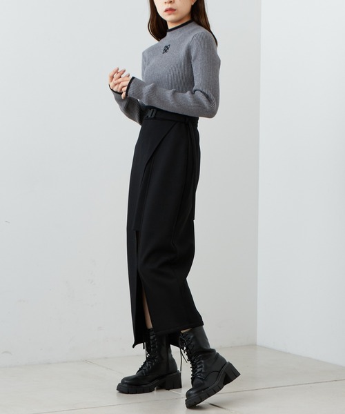 Chico（チコ）の「【2022AW】長袖胸刺繍リブチビニット（ニット