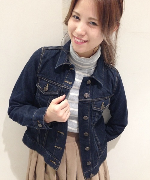 Chico(チコ)の「デニムGジャン(デニムジャケット・レディース・ネイビー/ブルー/ホワイト・FREE)」の2枚目の写真