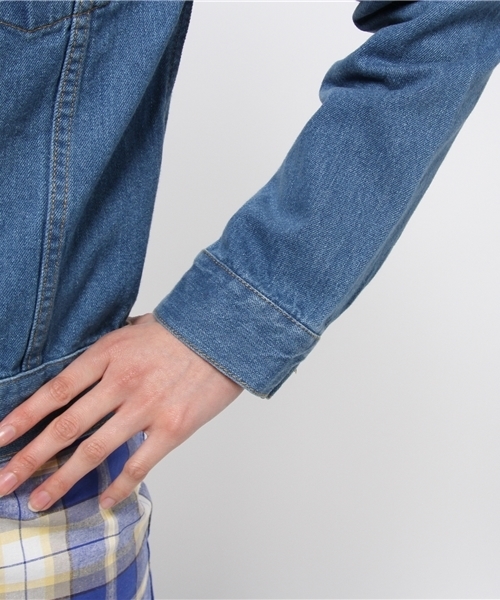 Chico(チコ)の「デニムGジャン(デニムジャケット・レディース・ネイビー/ブルー/ホワイト・FREE)」の8枚目の写真