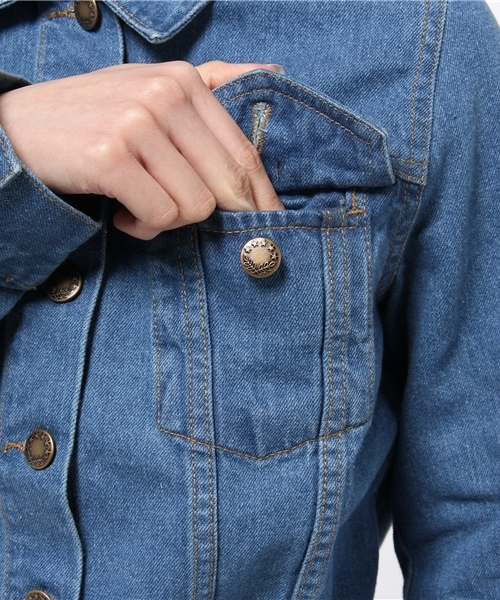 Chico(チコ)の「デニムGジャン(デニムジャケット・レディース・ネイビー/ブルー/ホワイト・FREE)」の10枚目の写真