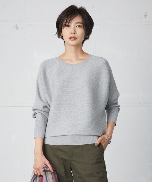 J.PRESS(ジェイプレス)の「【洗える】SECOND PRINCE ドルマンスリーブ ニット(ニット/セーター・レディース・ライトグレー系/パープル系/サックスブルー系/オレンジ系・T13/T15)」の2枚目の写真