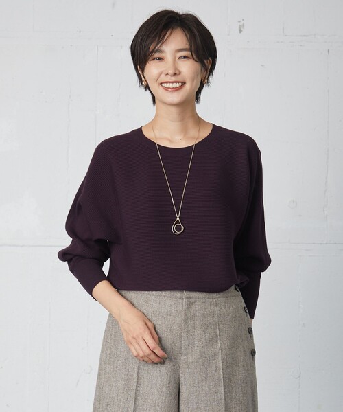 J.PRESS(ジェイプレス)の「【洗える】SECOND PRINCE ドルマンスリーブ ニット(ニット/セーター・レディース・ライトグレー系/パープル系/サックスブルー系/オレンジ系・T13/T15)」の4枚目の写真