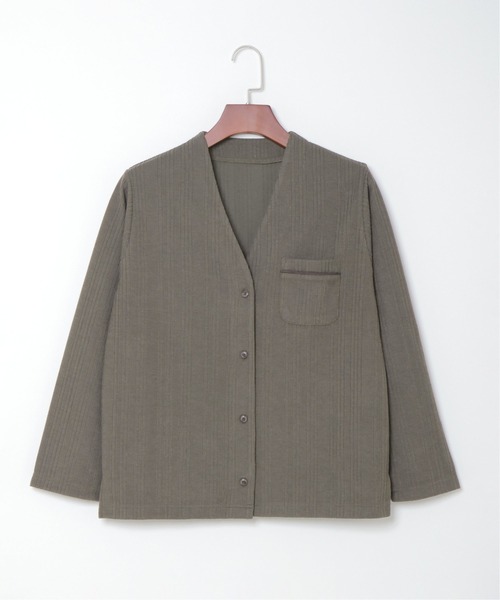 sleeping.com（スリーピングドットコム）の「オリジナルの香り付き素材 レディス・ランダムストライプジャガードカットソー羽織（ルームウェア/パジャマ・レディース・ブルー/オリーブ・ﾌﾘ-）」の13枚目の写真