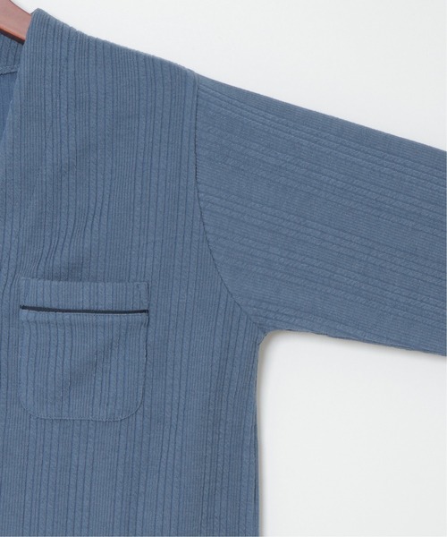 sleeping.com（スリーピングドットコム）の「オリジナルの香り付き素材 レディス・ランダムストライプジャガードカットソー羽織（ルームウェア/パジャマ・レディース・ブルー/オリーブ・ﾌﾘ-）」の6枚目の写真