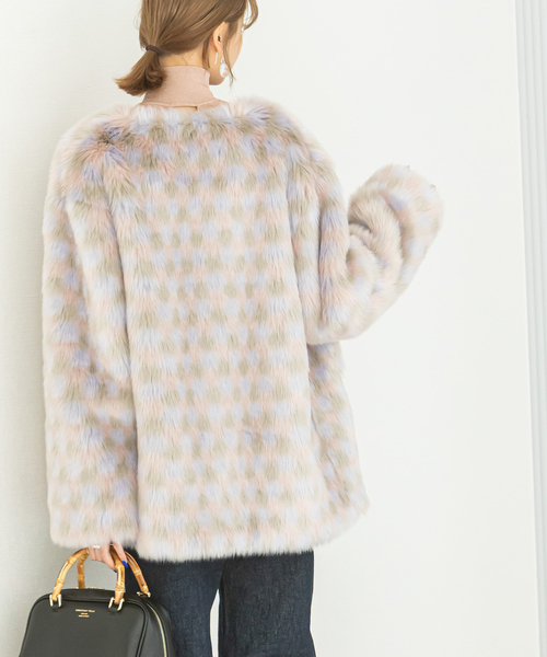 U by SPICK&SPAN SELECT(ユーバイスピックアンドスパンセレクト)の「【MOLLIOLLI/モリオリ】 REBECA MIX クルーネック コート(その他アウター・レディース・ライトパープル・FREE)」の5枚目の写真