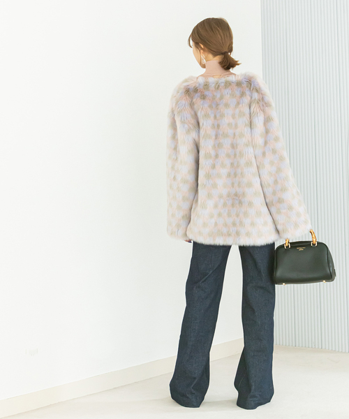U by SPICK&SPAN SELECT(ユーバイスピックアンドスパンセレクト)の「【MOLLIOLLI/モリオリ】 REBECA MIX クルーネック コート(その他アウター・レディース・ライトパープル・FREE)」の9枚目の写真
