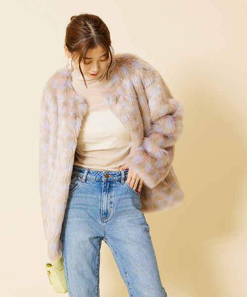 U by SPICK&SPAN SELECT(ユーバイスピックアンドスパンセレクト)の「【MOLLIOLLI/モリオリ】 REBECA MIX クルーネック コート(その他アウター・レディース・ライトパープル・FREE)」の11枚目の写真