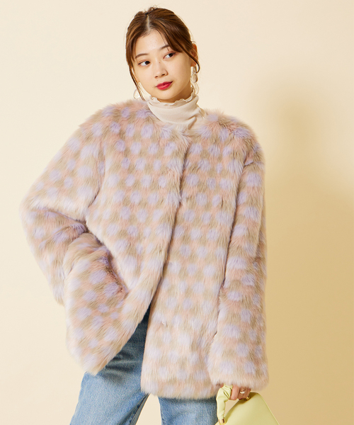 U by SPICK&SPAN SELECT(ユーバイスピックアンドスパンセレクト)の「【MOLLIOLLI/モリオリ】 REBECA MIX クルーネック コート(その他アウター・レディース・ライトパープル・FREE)」の12枚目の写真