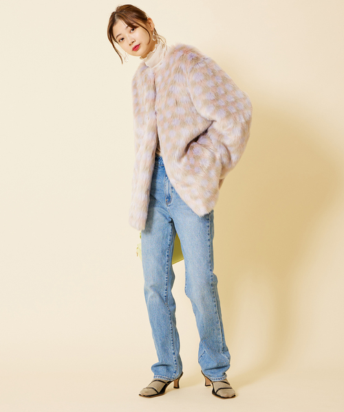 U by SPICK&SPAN SELECT(ユーバイスピックアンドスパンセレクト)の「【MOLLIOLLI/モリオリ】 REBECA MIX クルーネック コート(その他アウター・レディース・ライトパープル・FREE)」の14枚目の写真