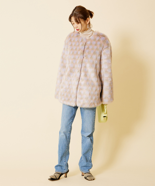 U by SPICK&SPAN SELECT(ユーバイスピックアンドスパンセレクト)の「【MOLLIOLLI/モリオリ】 REBECA MIX クルーネック コート(その他アウター・レディース・ライトパープル・FREE)」の15枚目の写真