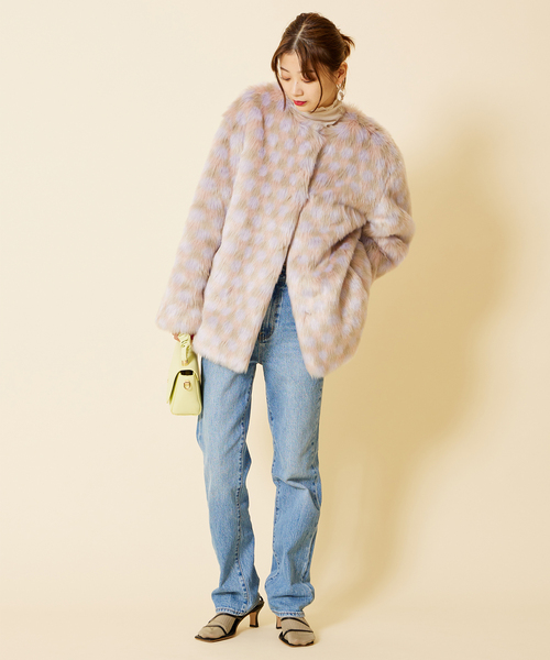 U by SPICK&SPAN SELECT(ユーバイスピックアンドスパンセレクト)の「【MOLLIOLLI/モリオリ】 REBECA MIX クルーネック コート(その他アウター・レディース・ライトパープル・FREE)」の19枚目の写真