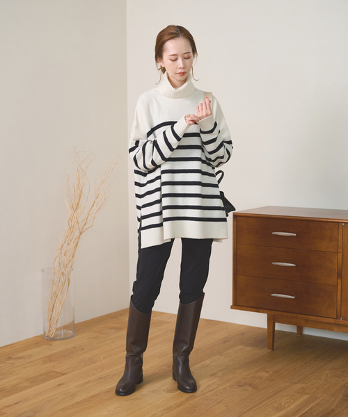 JOURNAL STANDARD（ジャーナルスタンダード）の「MUSICタートルネックプルオーバー（ニット/セーター・レディース・ホワイト×ホワイト/レッド/ブラック/ブラウン・FREE）」の10枚目の写真